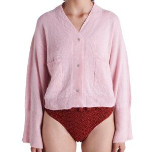 AYNI Kori Cardigan in Rose pink wool alpaca sustainable sweater